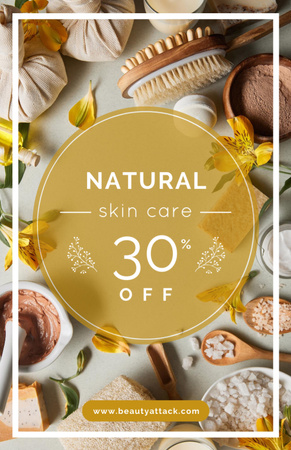 Modèle de visuel Promotion des soins de la peau naturels avec des cosmétiques et des produits de beauté - Flyer 5.5x8.5in