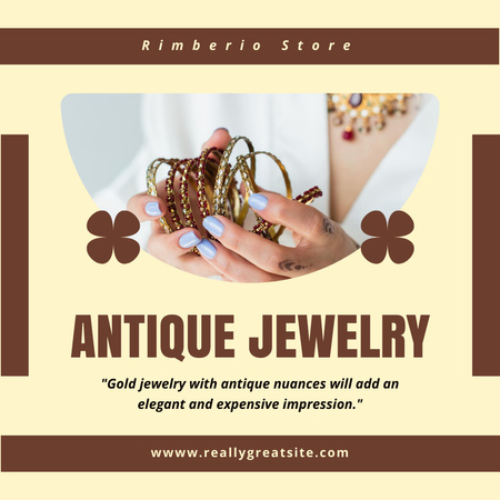 Antique Bracelets Offer With Slogan In Store Instagram AD Design Template