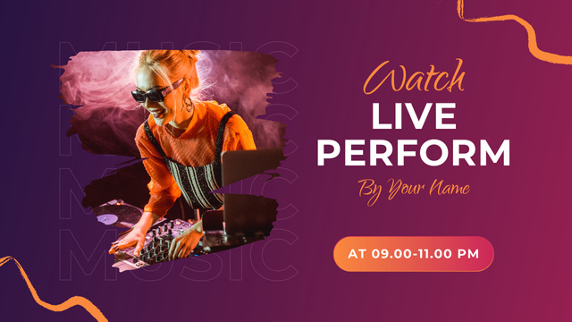 Live Performance Announcement with Dj Youtube Thumbnail Tasarım Şablonu