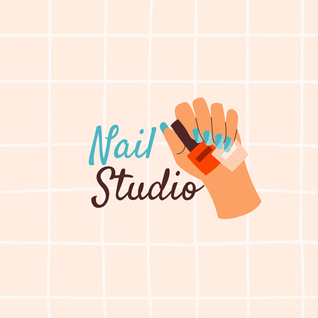 Professional Manicure Offer with Nail Polish in Hand Logo 1080x1080px – шаблон для дизайну