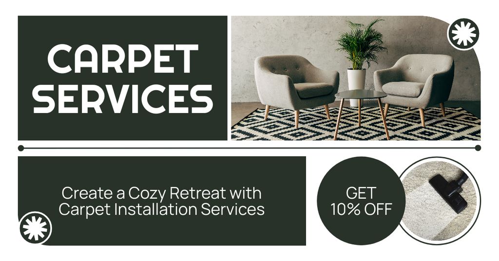 Designvorlage Patterned Carpet Installation With Discount für Facebook AD