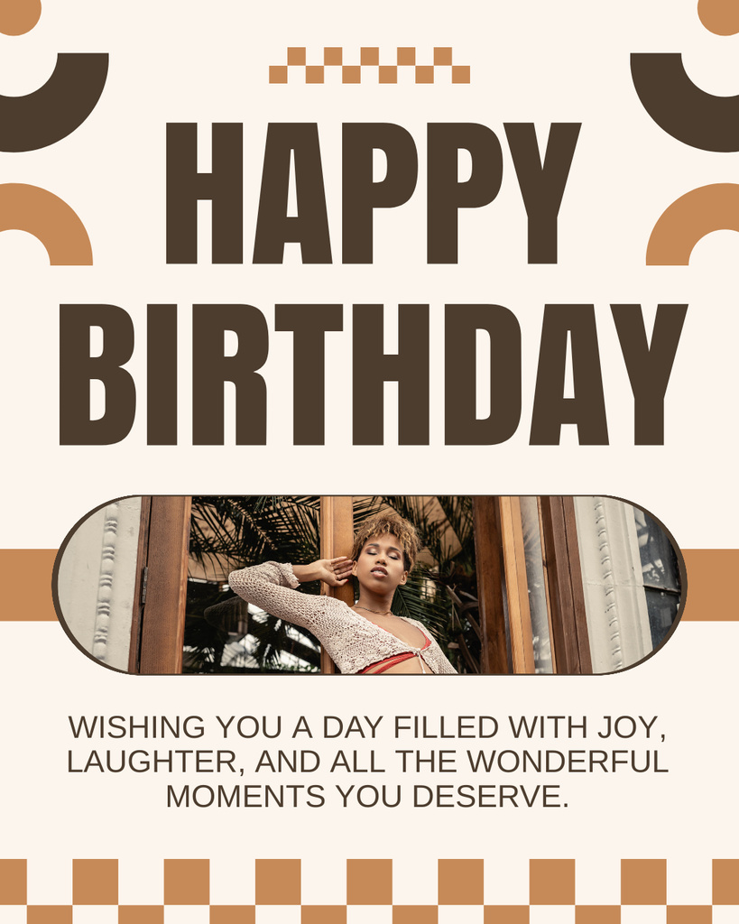 Birthday Wishes on Simple Beige Instagram Post Vertical – шаблон для дизайну