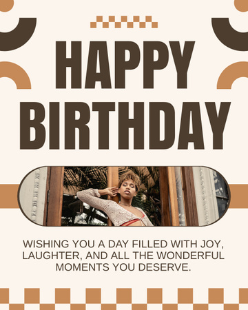 Birthday Wishes on Simple Beige Instagram Post Vertical – шаблон для дизайна