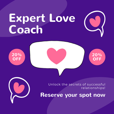 Expert Love Coach oferece desconto Animated Post Modelo de Design