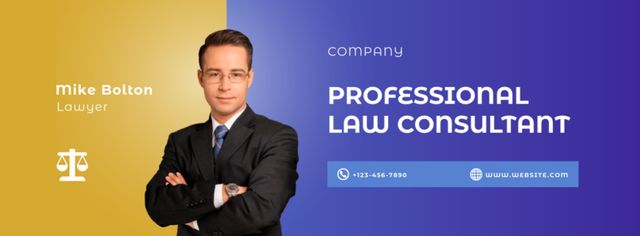 Modèle de visuel Legal Services Offer with Confident Lawyer - Facebook cover