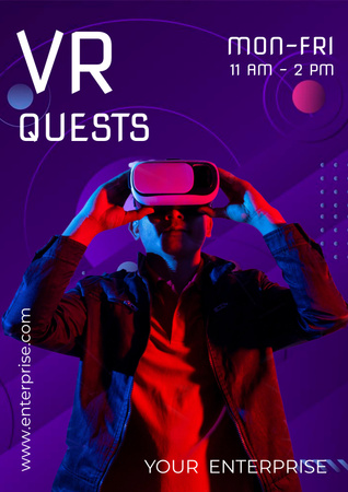 Man using Virtual Reality Glasses Poster – шаблон для дизайну