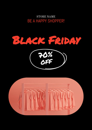 Black Friday Sale of Clothes Postcard A6 Vertical Design Template