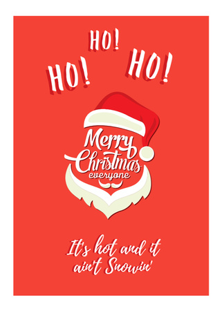 Christmas In July With Santa Ho Ho Ho Postcard 5x7in Vertical Design Template