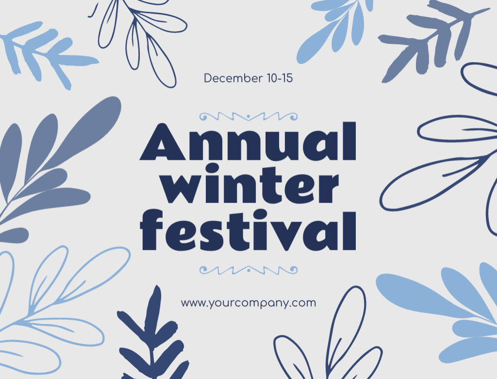 Plantilla de diseño de Invitation to Annual Winter Festival Postcard 4.2x5.5in 