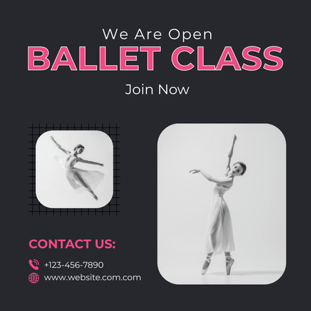 Ad of Ballet School with Contacts Instagram Design Template