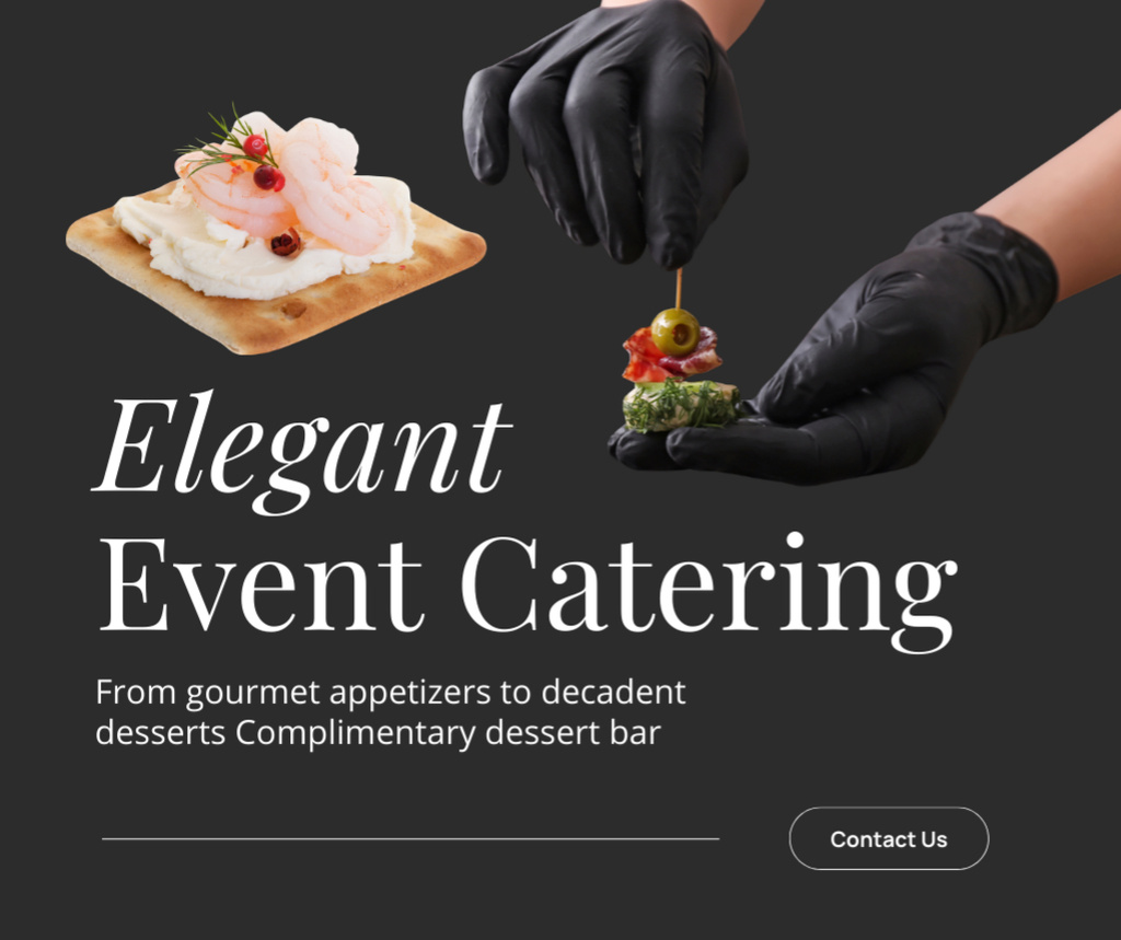 Gourmet Appetizers from Catering Company for Elegant Events Facebook Design Template