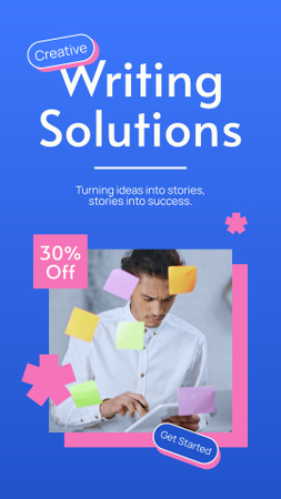 Big Discounts For Content Writing Solutions Instagram Video Story Design Template