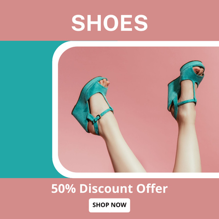 Stylish Female Shoes Discount Offer Instagram Design Template