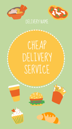 Ontwerpsjabloon van Instagram Video Story van Cheap Food Delivery Service
