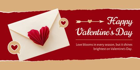 Designvorlage Herzliche Glückwünsche zum Valentinstag mit Herzen und Umschlag für Twitter