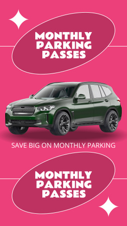 Monthly Parking Pass Offer on Pink Instagram Story Design Template