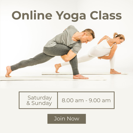 Ontwerpsjabloon van Instagram van yoga klasse ad met mensen die yoga beoefenen