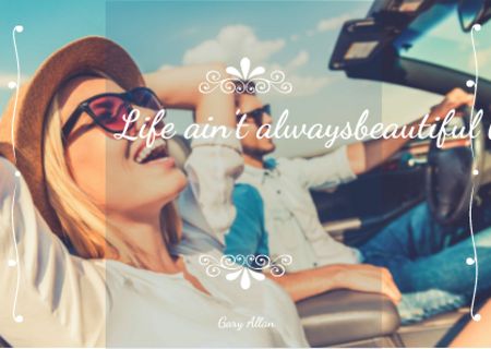 Template di design Motivational quote with Couple in Car Card