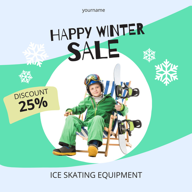 Happy Winter Sale Ski Equipment Instagram Tasarım Şablonu