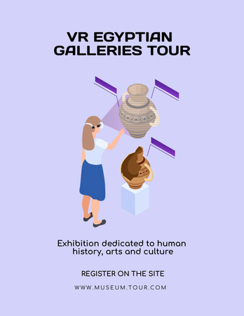 Template di design Annuncio del tour virtuale della galleria egiziana Poster 8.5x11in
