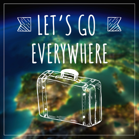 Motivational Travel Quote with Suitcase illustration Instagram Design Template