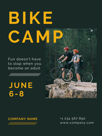 Bike Camp In June In Forest Promotion Poster US Design Template