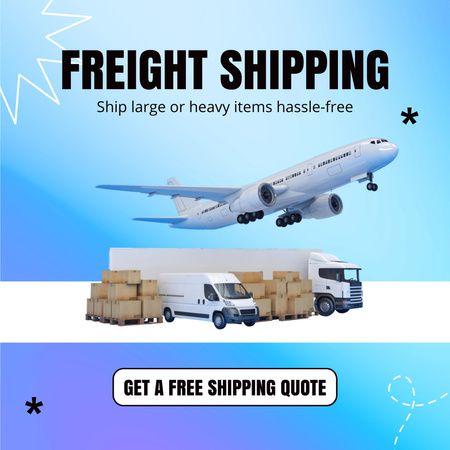 Freight Shipping Promo of Blue Gradient Animated Post Design Template
