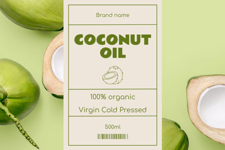 Modèle de visuel Offre d'huile de noix de coco vierge pressée à froid - Label