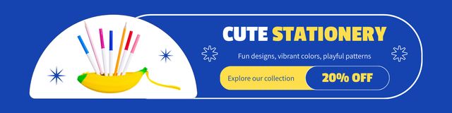Stationery Shop Special Discount On Cute Items LinkedIn Cover Tasarım Şablonu