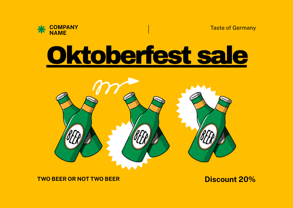 Authentic Oktoberfest Celebration With Beer Bottles Sale Flyer A6 Horizontal Modelo de Design