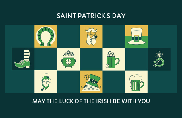 Ontwerpsjabloon van Thank You Card 5.5x8.5in van Traditional St. Patrick's Day Greetings With Beer