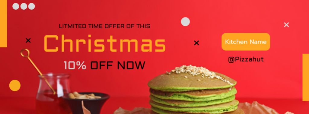 Christmas Food Discount Red Facebook cover Modelo de Design