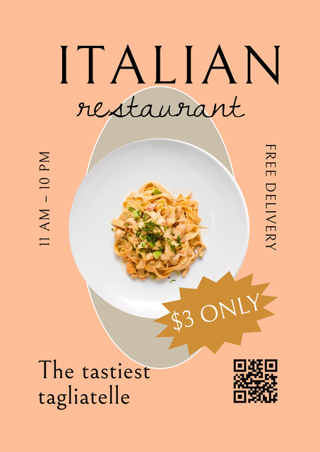 Italian Restaurant Special Dish Offer Poster Šablona návrhu