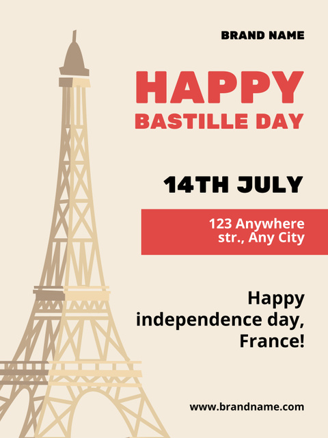 Bastille Day Celebration Announcement with Tower Eiffel Poster US tervezősablon