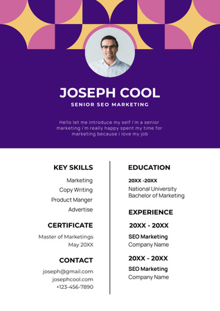 Skills and Experience of Senior SEO Marketer Resume – шаблон для дизайну