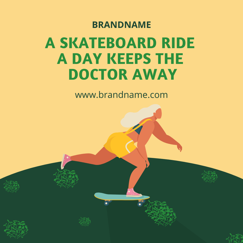 Woman Riding Skateboard Instagram – шаблон для дизайна