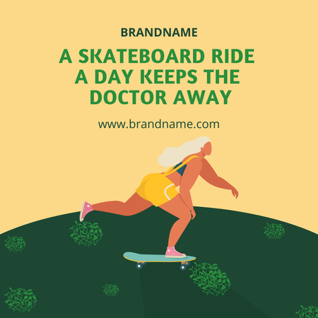 nő lovaglás gördeszka Instagram tervezősablon