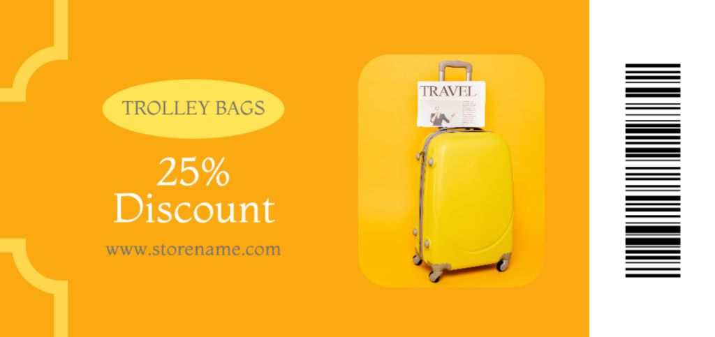 Bags and Backpacks Discount Voucher on Yellow Coupon Din Large – шаблон для дизайна