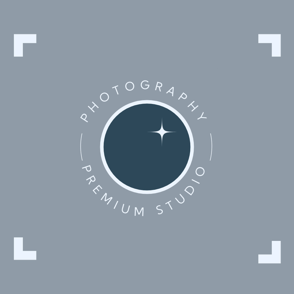 Premium Photography Studio Service With Lens Logo 1080x1080px Πρότυπο σχεδίασης
