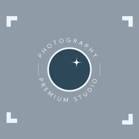 Premium Photography Studio Service With Lens Logo 1080x1080px Modelo de Design