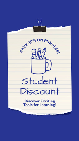 Student Discount On Stationery Bundles Instagram Story Design Template