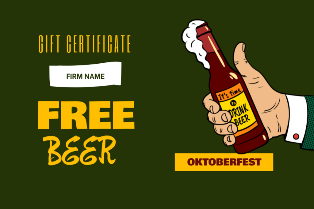 Frothy Beer As Gift For Oktoberfest Celebration Gift Certificate – шаблон для дизайна