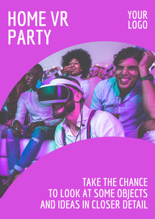Virtual Party Announcement Poster Modelo de Design