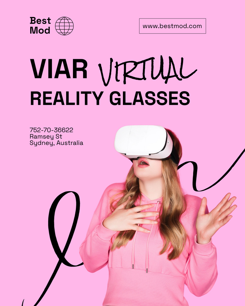 Sale of Virtual Reality Glasses on Pink Poster 16x20in Modelo de Design