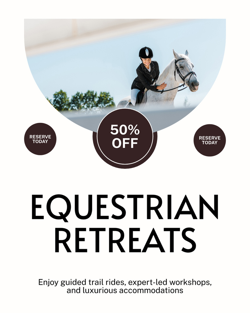 Ontwerpsjabloon van Instagram Post Vertical van Incredible Discount on Equestrian Retreat