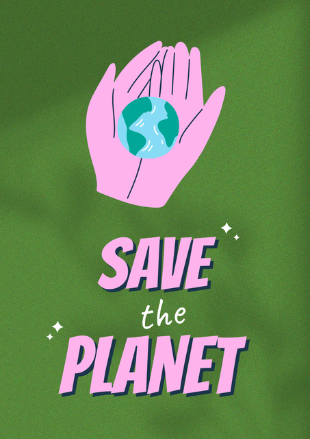 Eco Concept with Planet in Hands Poster Tasarım Şablonu