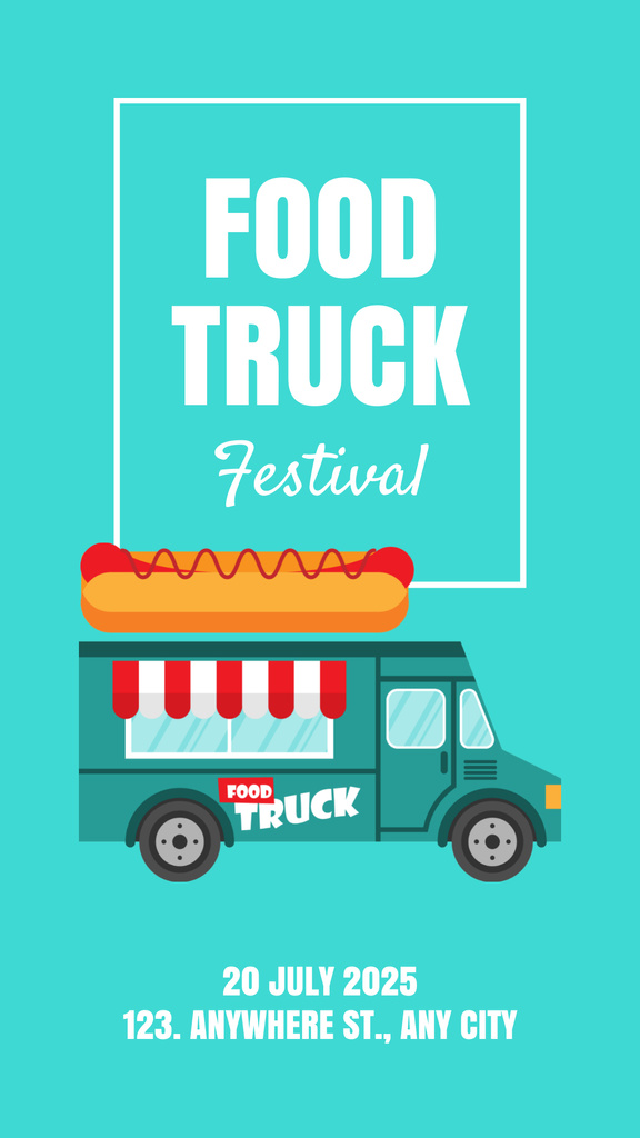 Illustration of Hot Dog on Food Truck Instagram Story Design Template