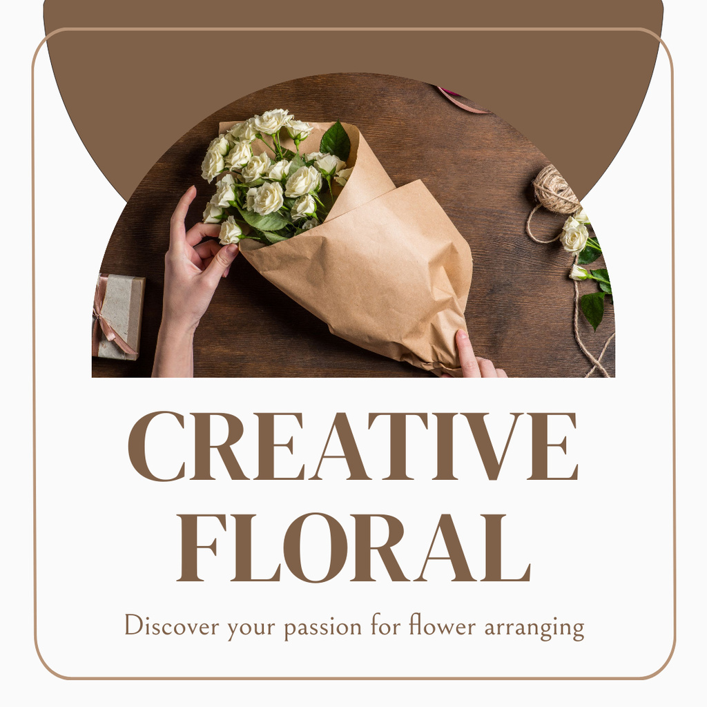 Creative Floristry Services for Creating Bouquets Instagram AD Design Template