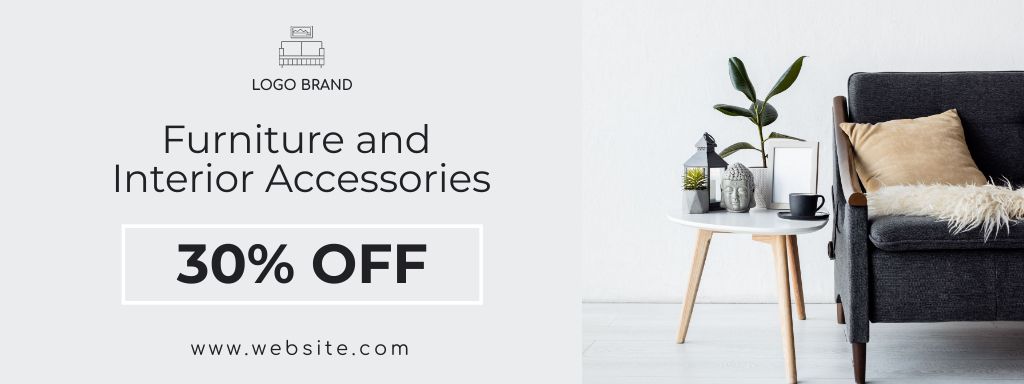 Discount on Furniture and Interior Accessories Grey Coupon Design Template
