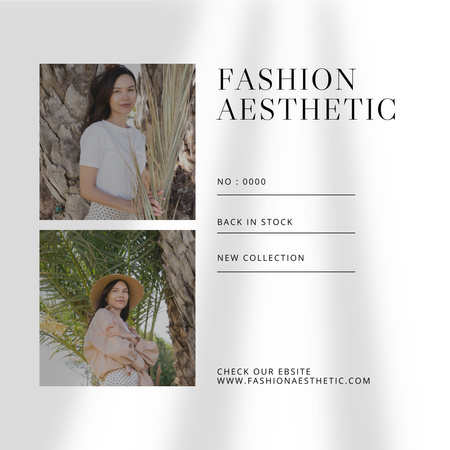 Esztétikus divat kollekció hirdetés a természetben pózoló nővel Instagram tervezősablon